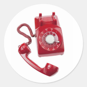 Adesivo Redondo Telefone Rotativo Vermelho