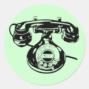 Adesivo Redondo Telefone Vintage