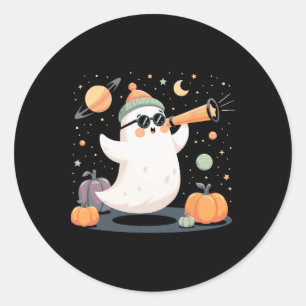 Adesivo Redondo Telescópio Fantasma Espacial Kawaii Spooky Bomba d