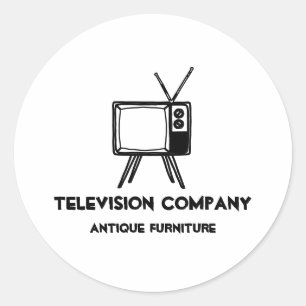 Adesivo Redondo Televisão Antiga Vintage