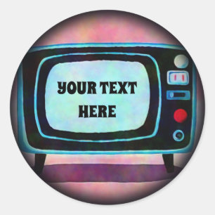 Adesivo Redondo Televisão Retro