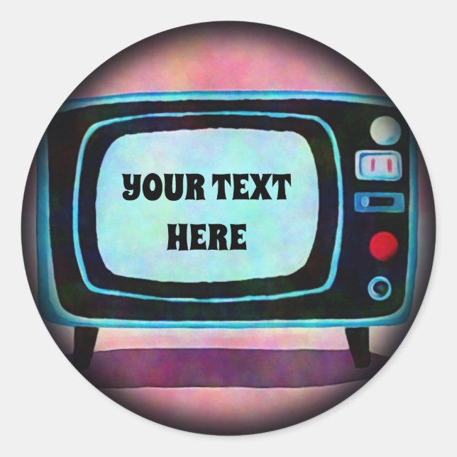 Adesivo Redondo Televisão Retro (Frente)
