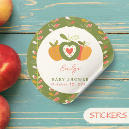 Adesivo Redondo Tema da Apple Whimsic Cai Chá de fraldas Verde