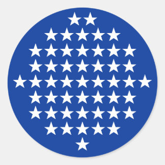 Adesivo Redondo Tema da Bandeira Americana Azul com 50 Estrelas Br