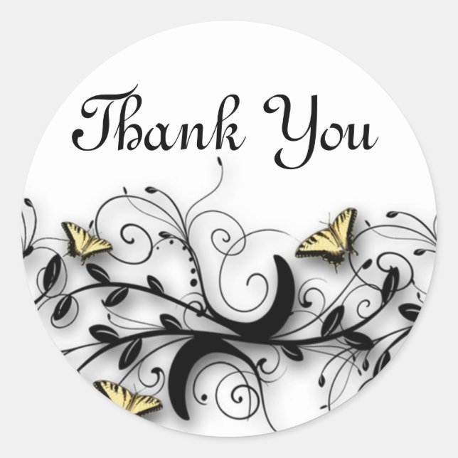 Adesivo Redondo Tema da borboleta (Frente)