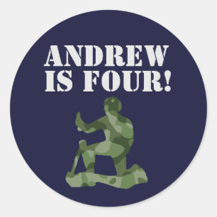 Adesivo Redondo Tema da Festa de aniversário Militar