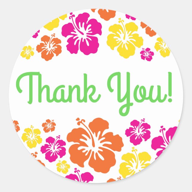 Adesivo Redondo Tema da Festa primeiro aniversario do Havaí, Cute (Frente)