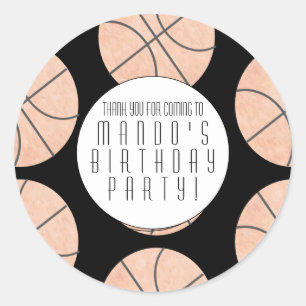 Adesivo Redondo Tema de basquete Festa de aniversário desportiva 