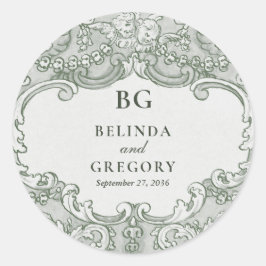 Adesivo Redondo Tema de Casamento do Partido do Jardim Botânico Vi