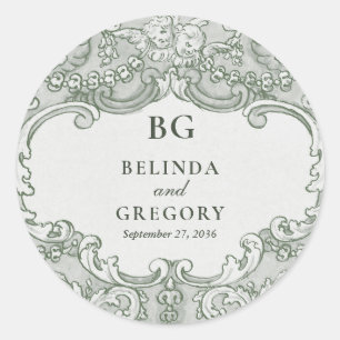 Adesivo Redondo Tema de Casamento do Partido do Jardim Botânico Vi