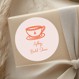 Adesivo Redondo Tema de Chá de Noiva com Desenhos Caprichosos