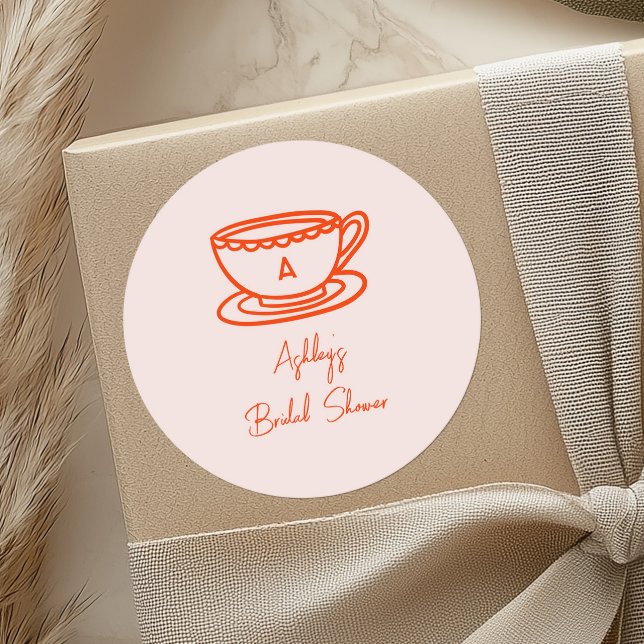 Adesivo Redondo Tema de Chá de Noiva com Desenhos Caprichosos (Criador carregado)