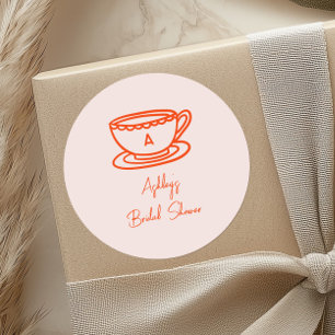 Adesivo Redondo Tema de chá para chá de noiva com doodle caprichos