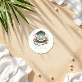 Adesivo Redondo Tema de Conchas e Oceano Chás de Bebê Pequena Péro