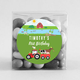 Adesivo Redondo Tema de Festa de aniversário de Animais de Criação