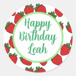 Adesivo Redondo Tema de Festa de aniversário de Morango