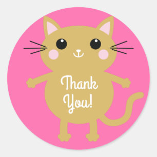 Adesivo Redondo Tema de Festa de aniversário do Gatinho Gato