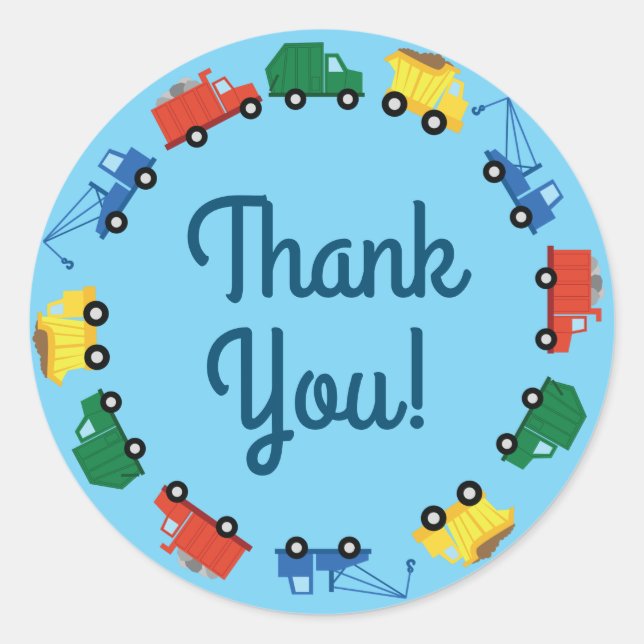 Adesivo Redondo Tema de Festa de primeiro aniversario de Carros de (Frente)