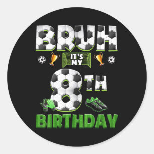 Adesivo Redondo Tema de Futebol de Aniversário de 8 anos do Bruh E