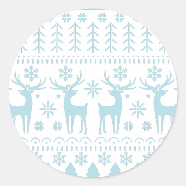 Adesivo Redondo Tema de inverno da Arte Popular do Ártico (Frente)