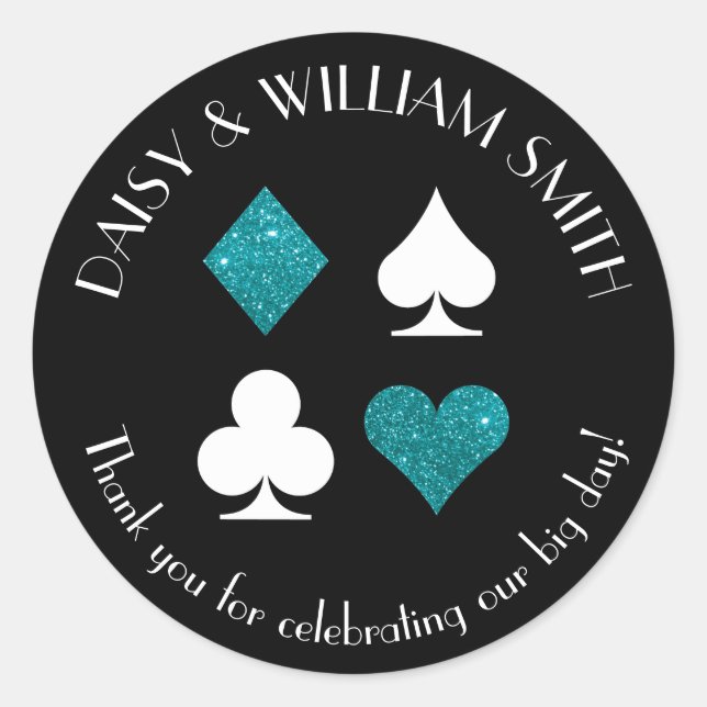 Adesivo Redondo Tema de Las Vegas Tema Texto Personalizado Folha d (Frente)