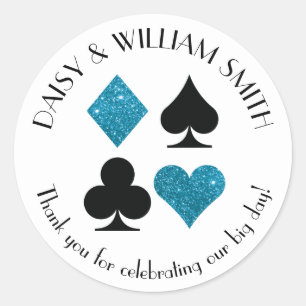 Adesivo Redondo Tema de Las Vegas Texto Personalizado Brilho Azul 