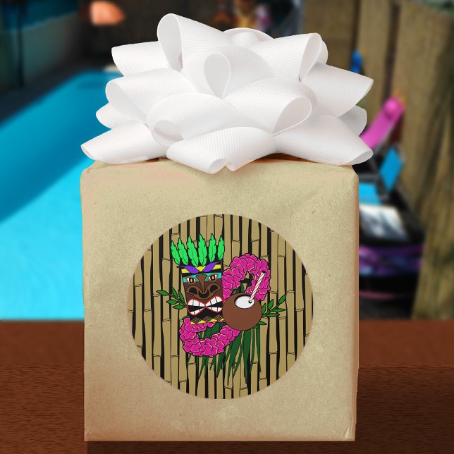 Adesivo Redondo Tema de Luau (Criador carregado)