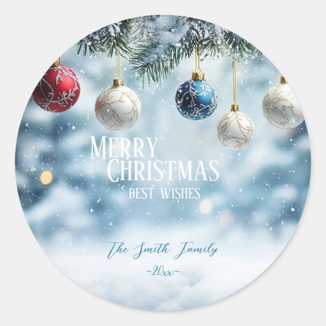 Adesivo Redondo Tema de Natal Colorido Moderno (Frente)