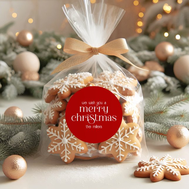 Adesivo Redondo Tema de Natal Design Típica de Retro Vermelho (Criador carregado)