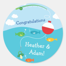 Adesivo Redondo Tema de peixe Chá de fraldas de pesca para pescado