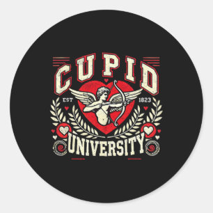 Adesivo Redondo Tema de São Valentim Vintage da Universidade Cupid