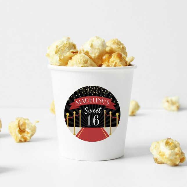 Adesivo Redondo Tema de tapete vermelho personalizado Doce Dezesse (Criador carregado)