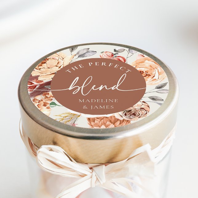 Adesivo Redondo Tema Do Café "A Mistura Perfeita" Favor Do Casamen (Criador carregado)