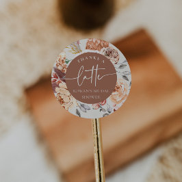 Adesivo Redondo Tema do café floral Chá de panela "Obrigados a lat