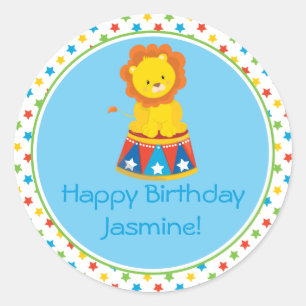 Adesivo Redondo Tema   do circo do leão   personalizado