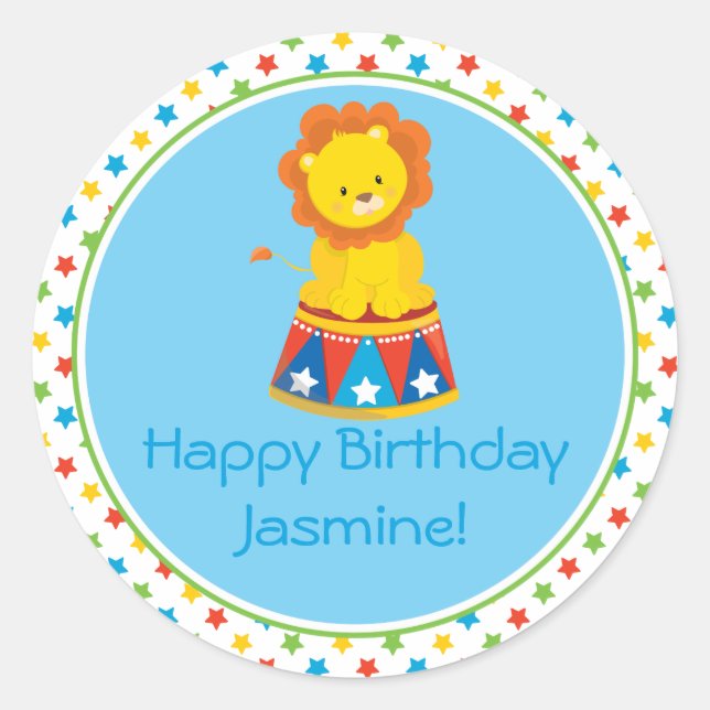 Adesivo Redondo Tema | do circo do leão | personalizado (Frente)