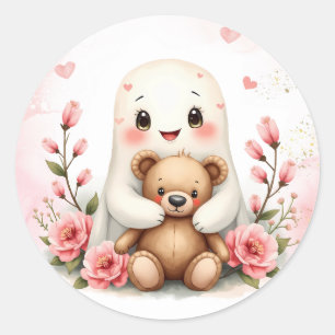 Adesivo Redondo Tema do Fantasma Ghost Halloween Chá de fraldas de