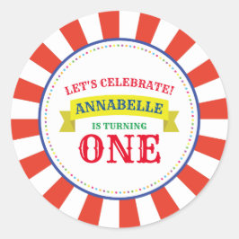 Adesivo Redondo Tema do Partido do primeiro aniversario Colorido C