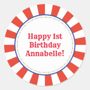 Adesivo Redondo Tema do Partido do primeiro aniversario Colorido C