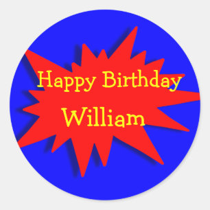 Adesivo Redondo Tema do Partido Super Herói Vermelho Azul