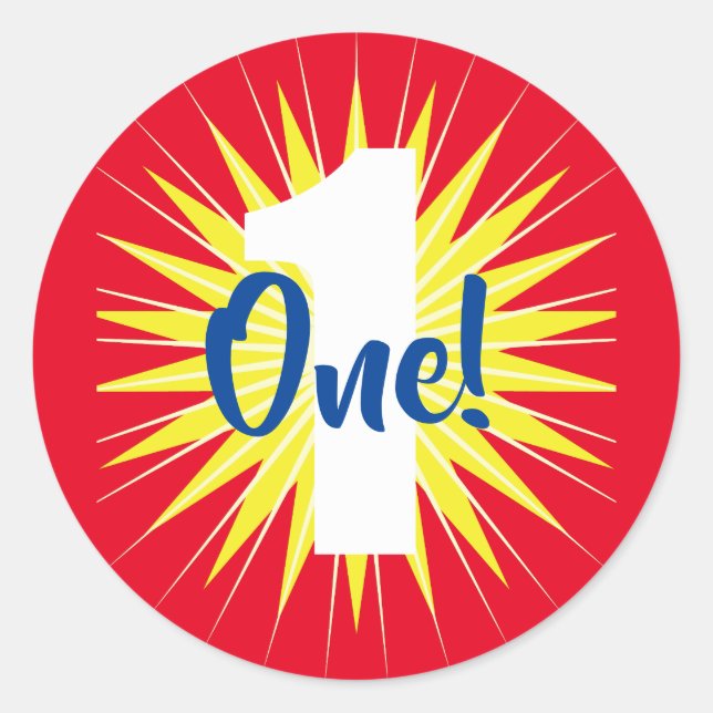 Adesivo Redondo Tema do primeiro aniversario Colorido Maravilhoso (Frente)