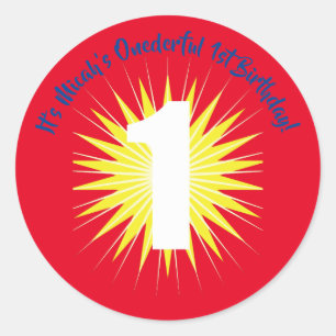 Adesivo Redondo Tema do primeiro aniversario Super Herói Maravilho