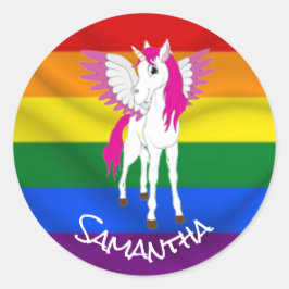 Adesivo Redondo Tema do Rainbow Unicorn Party