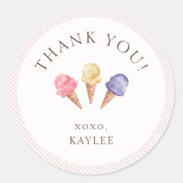 Adesivo Redondo Tema do sorvete Obrigado