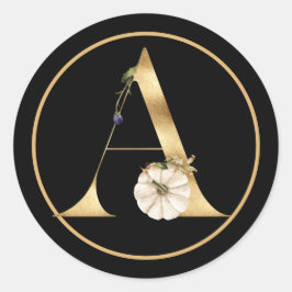 ADESIVO REDONDO TEMA DOURADO MONOGRAMA A COM BOMBAS