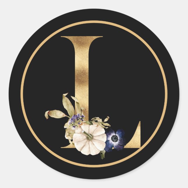 ADESIVO REDONDO TEMA DOURADO MONOGRAMA L COM BOMBAS (Frente)