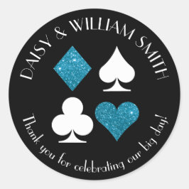 Adesivo Redondo Tema Las Vegas Texto Personalizado Brilho Azul Mal