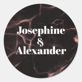 Adesivo Redondo Tema rosa e preto marmoreado