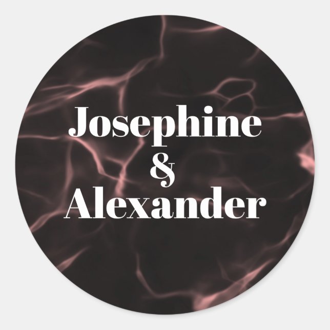 Adesivo Redondo Tema rosa e preto marmoreado (Frente)