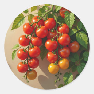 Adesivo Redondo Temas de Verão de Jardinagem de Tomateira